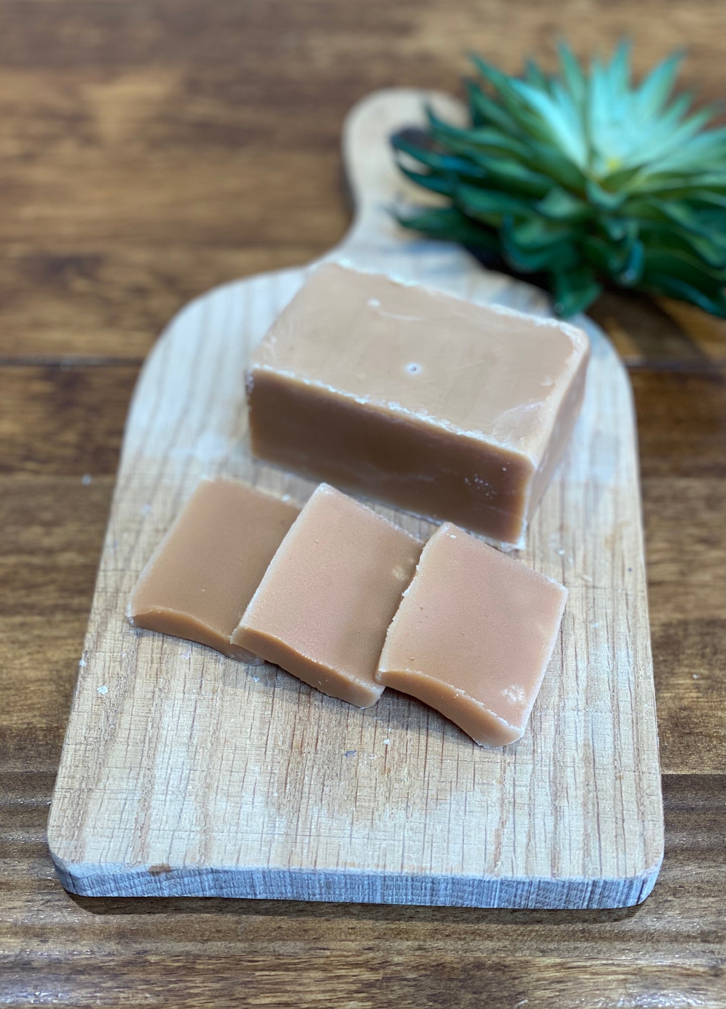 Butterscotch fudge sliced showing creamy texture