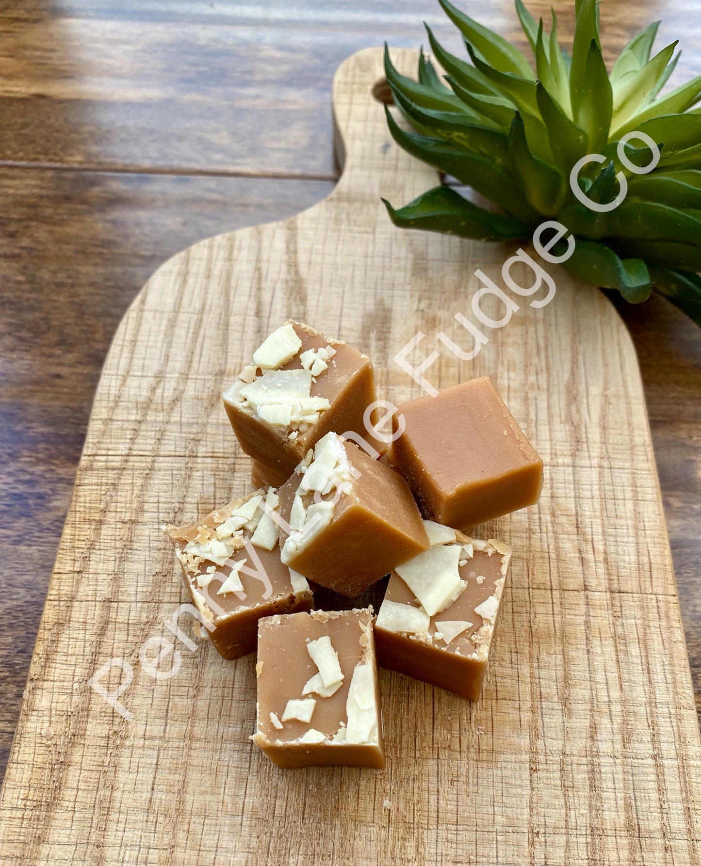 Close-up of smooth, rich Baileys Irish Cream fudge – handmade in the UK