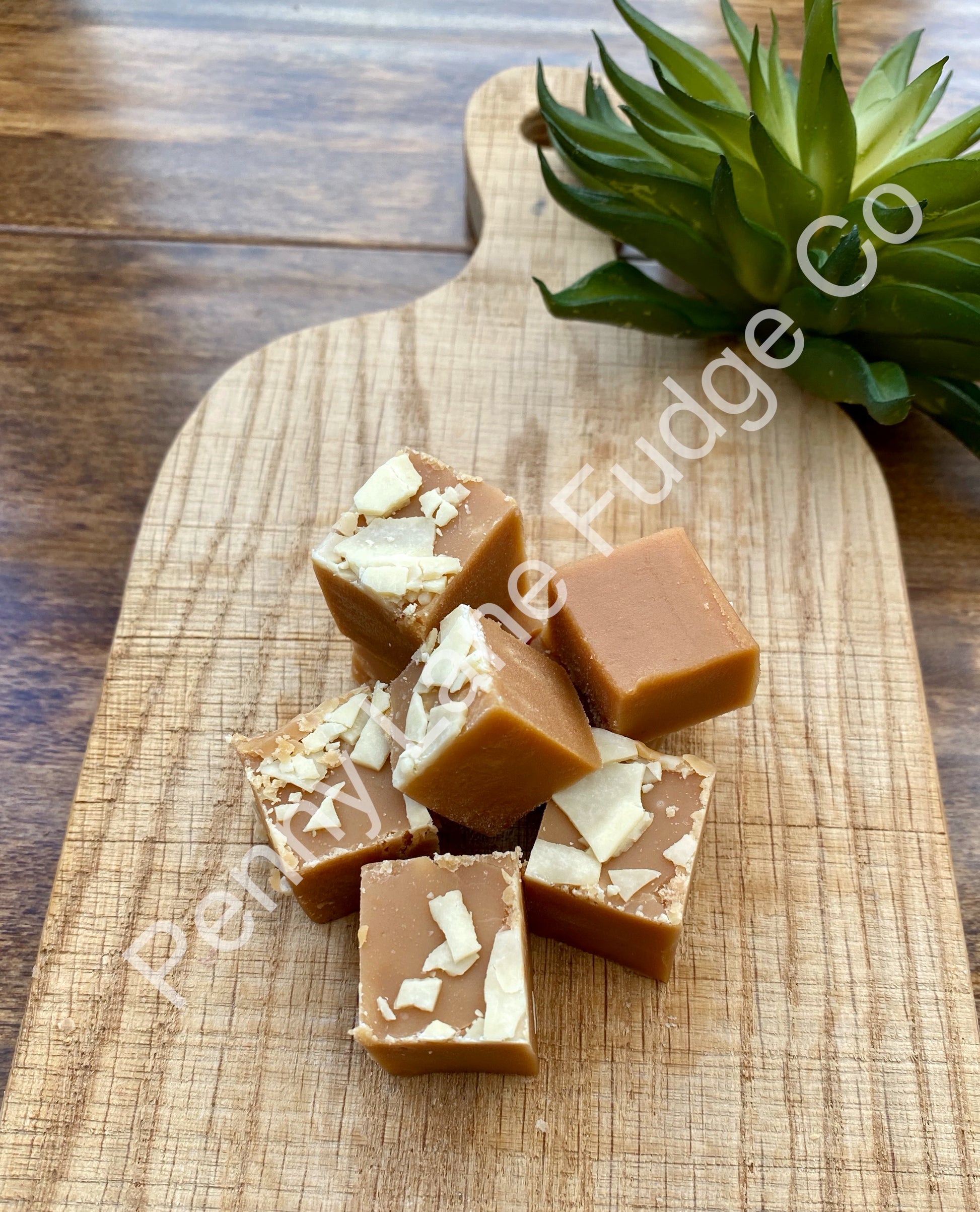 Close-up of smooth, rich Baileys Irish Cream fudge – handmade in the UK