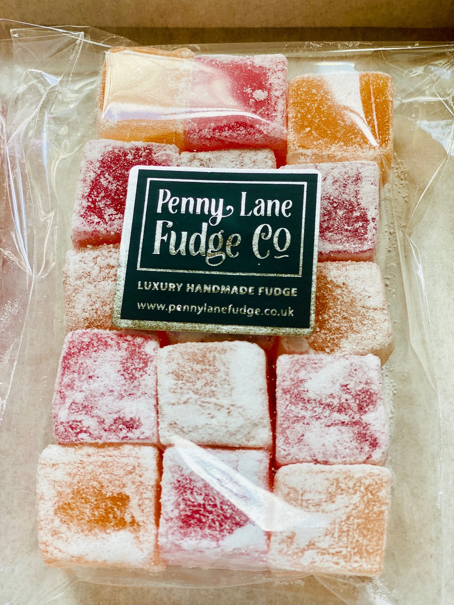 Traditional Orange & Pomegranate Turkish Delight in a Small Letterbox Gift Box