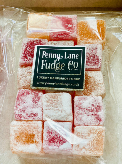 Traditional Orange & Pomegranate Turkish Delight in a Small Letterbox Gift Box