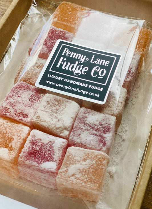 Traditional Orange & Pomegranate Turkish Delight in a Small Letterbox Gift Box